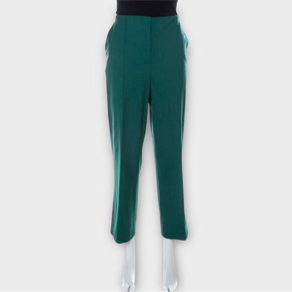 Diane Von Furstenberg Pleat Front Wool Blend Pant in Pine Green Size 0 - Picture 1 of 6